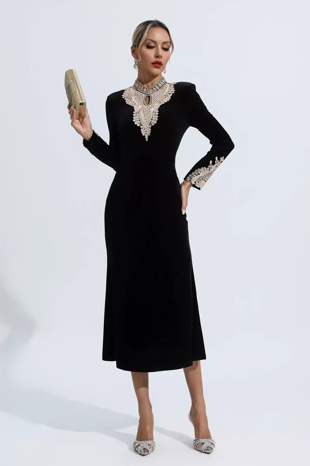 Luna Black Velvet Dress
