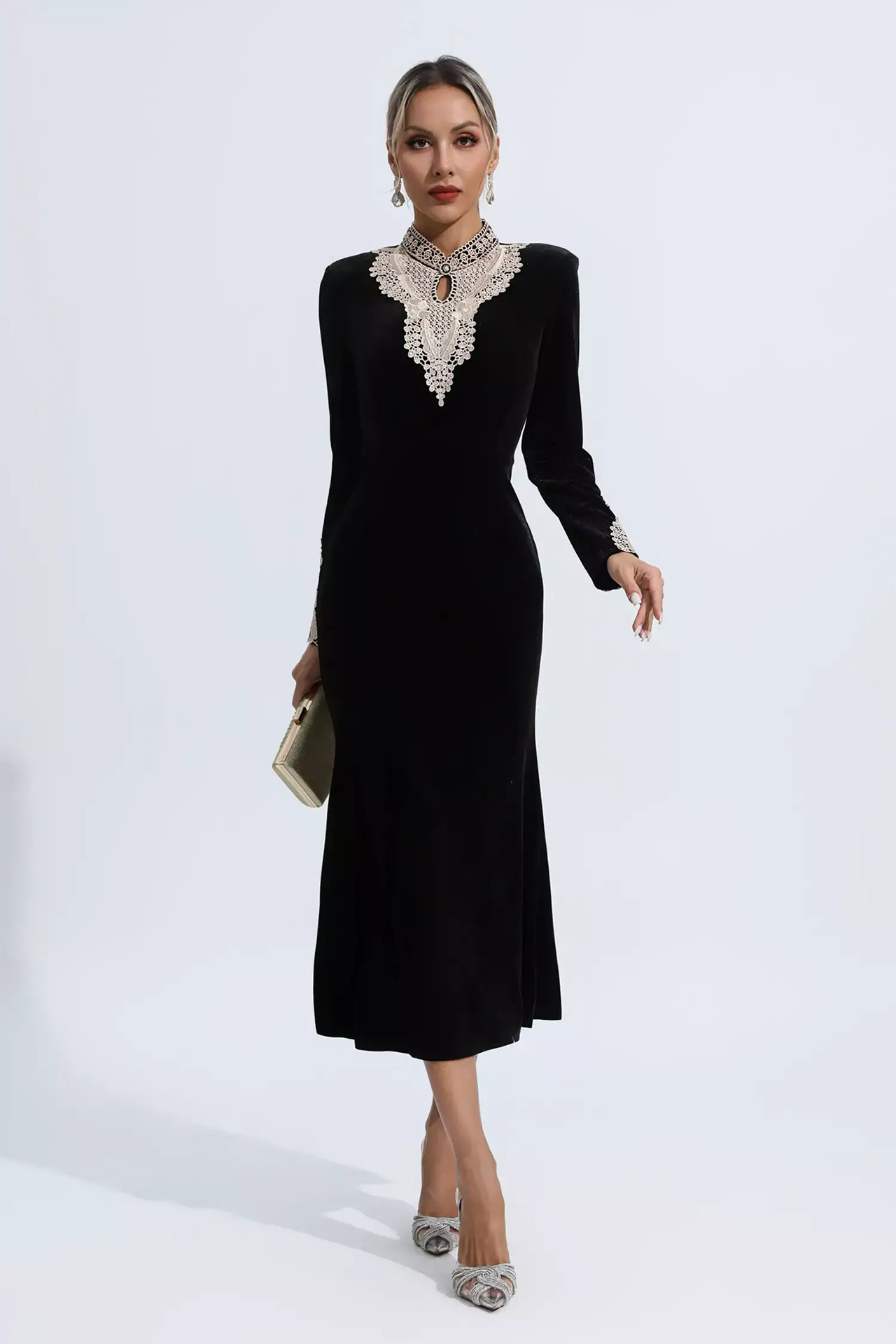 Luna Black Velvet Dress