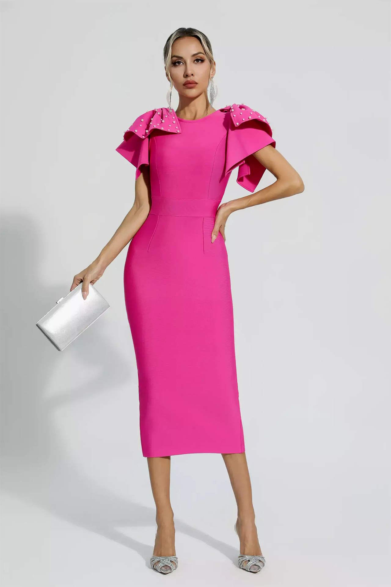 Kassidy Midi Dress In Rose Red
