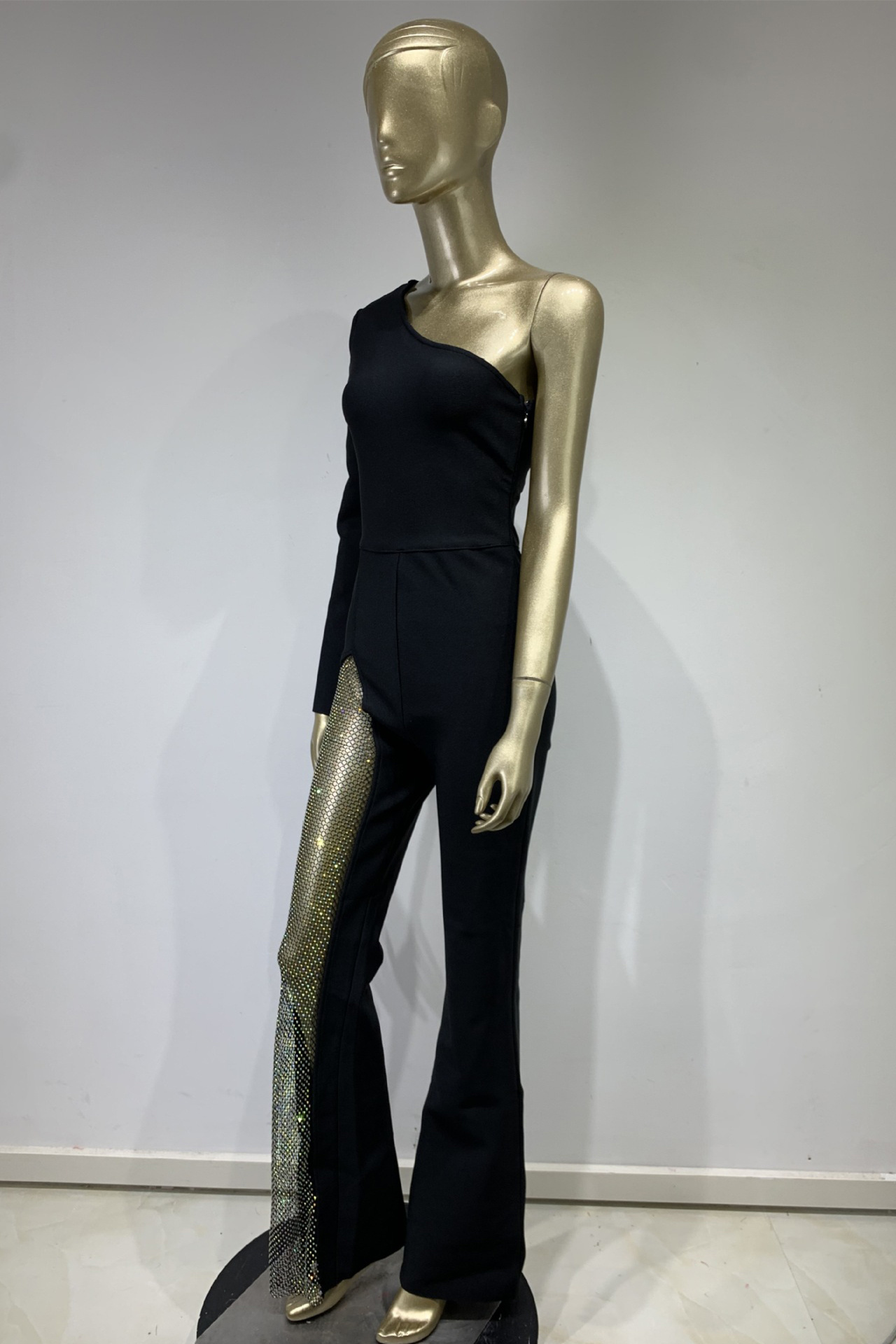 Fleur One Shoulder Jumpsuits In Black
