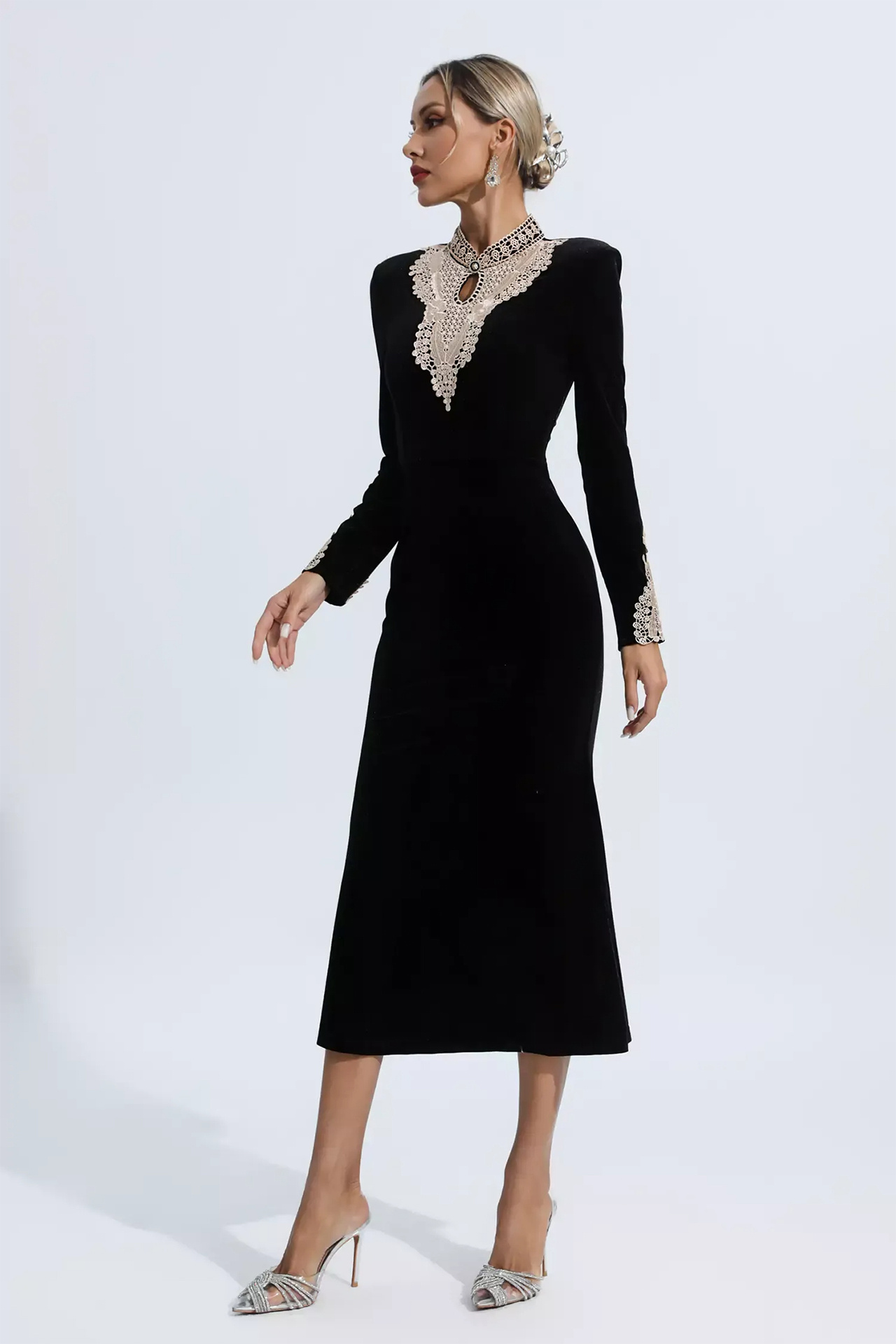 Luna Black Velvet Dress