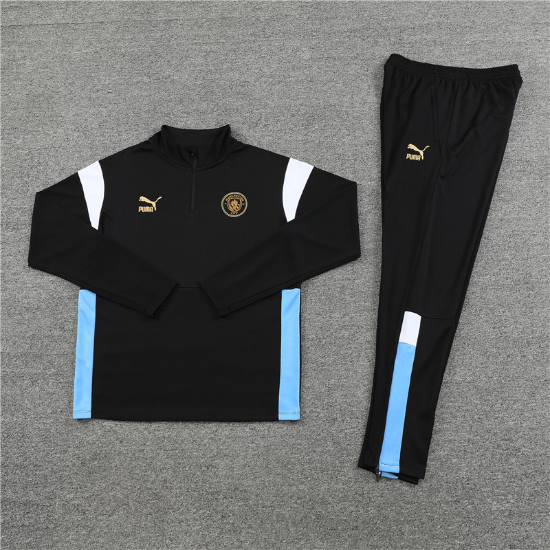 Manchester City 23-24 Kids Long Sleeve Training Set Black
