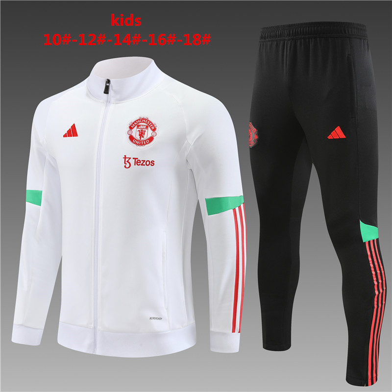 Manchester United 23-24 Kids Jacket Training Tracksuit - White