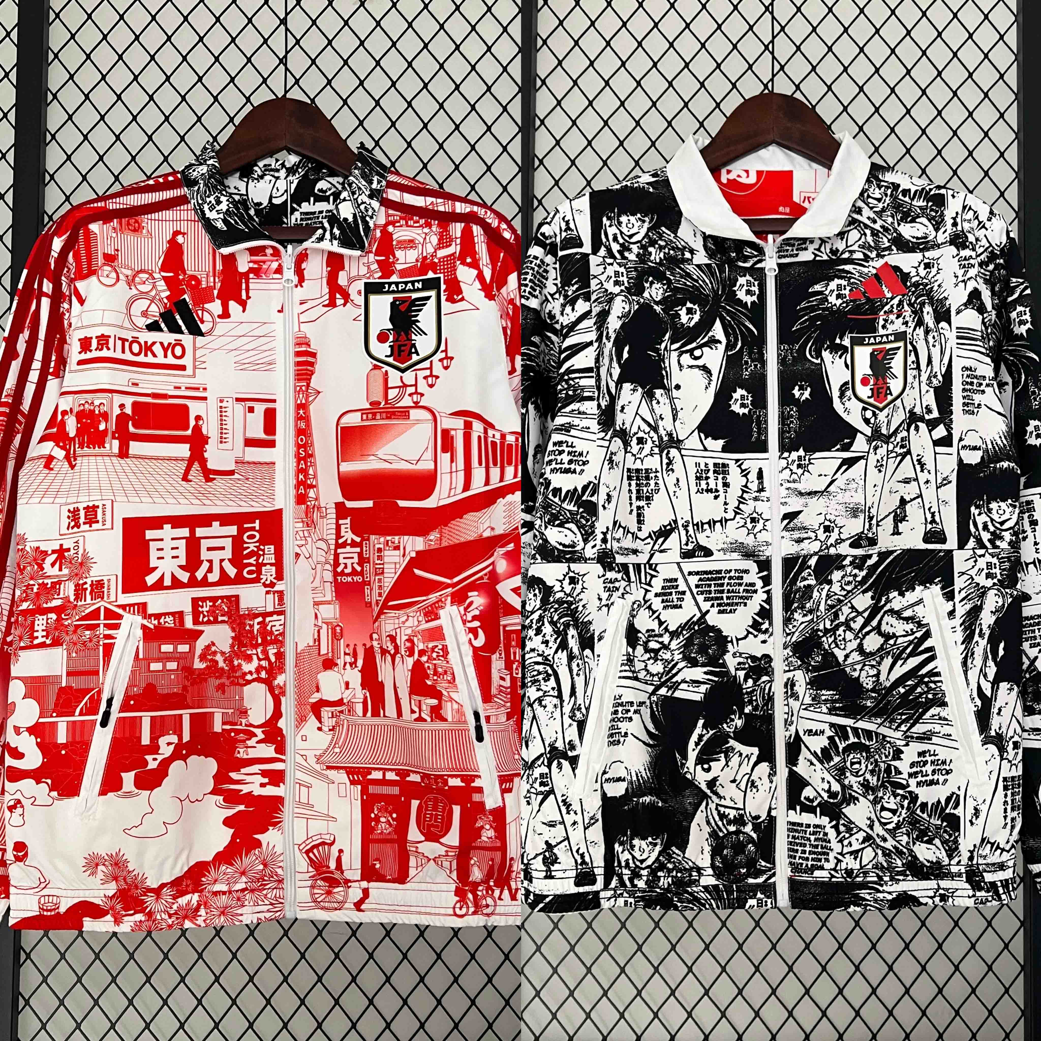 Japan 23-24 Double Sided Windbreaker - Black and Red Anime