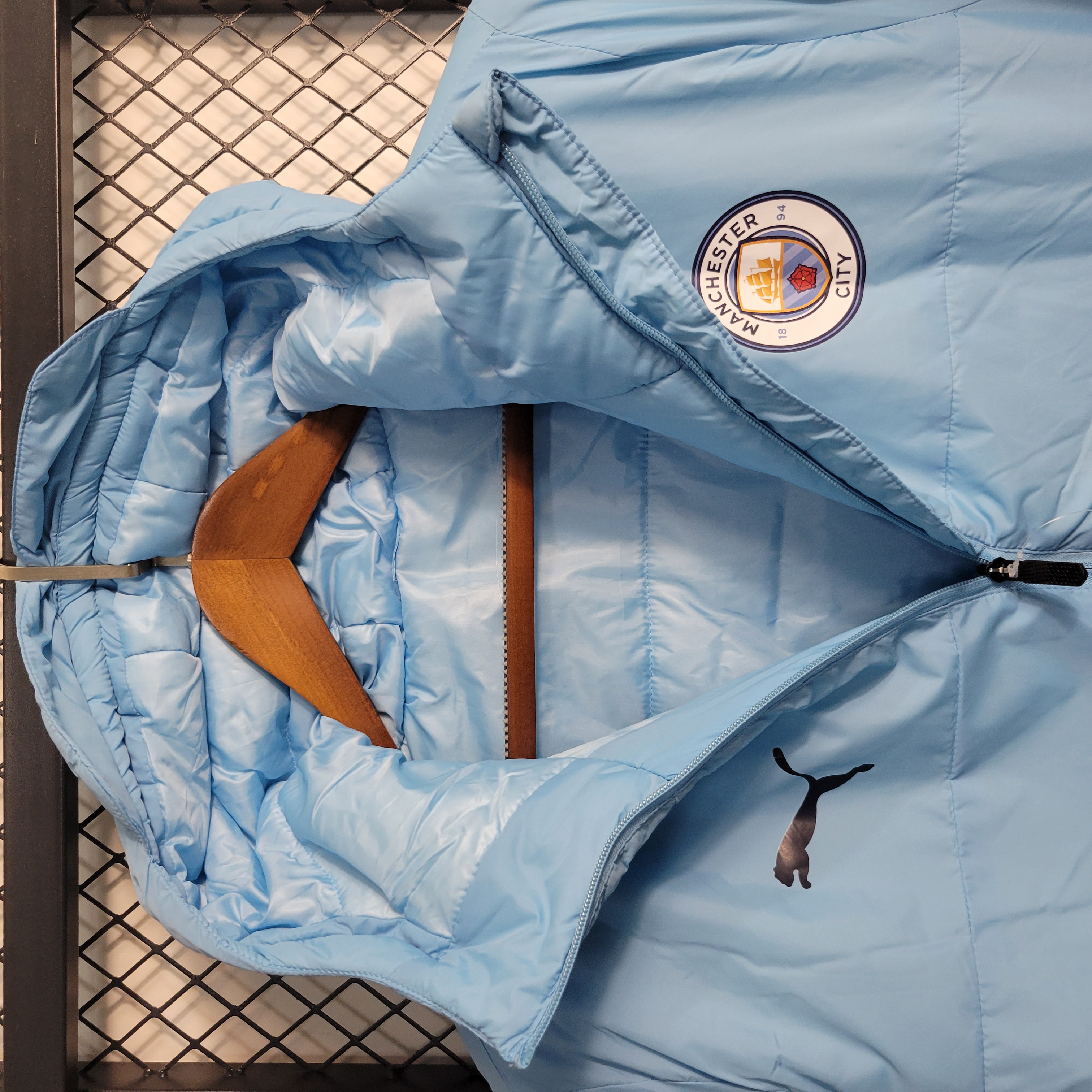 Manchester City 23-24 Men's Hooded Thermal Cotton Jacket - Blue