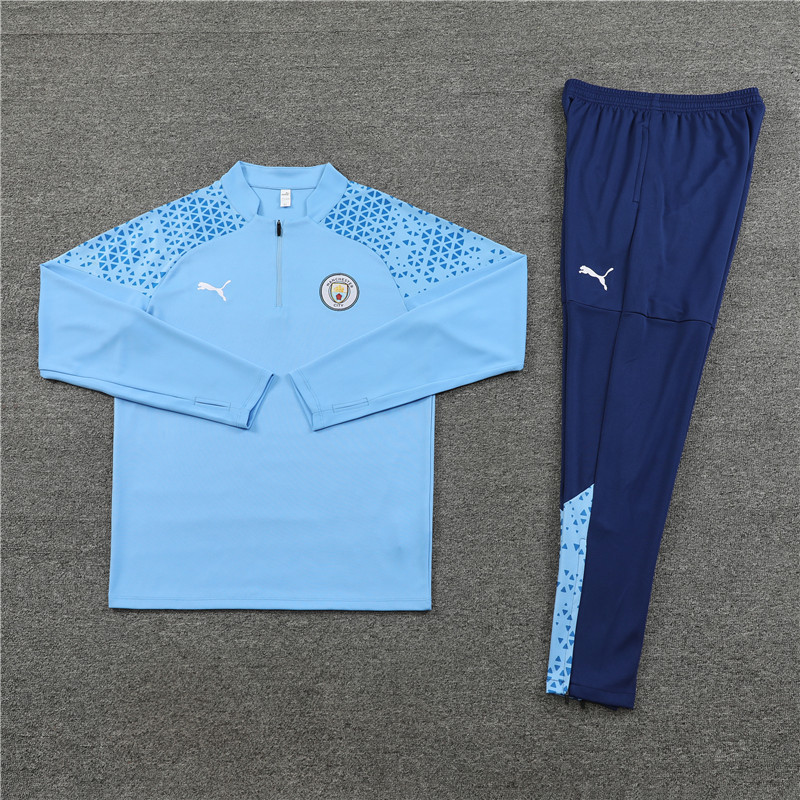 Manchester City 23-24 Kids Long Sleeve Training Set Light Blue