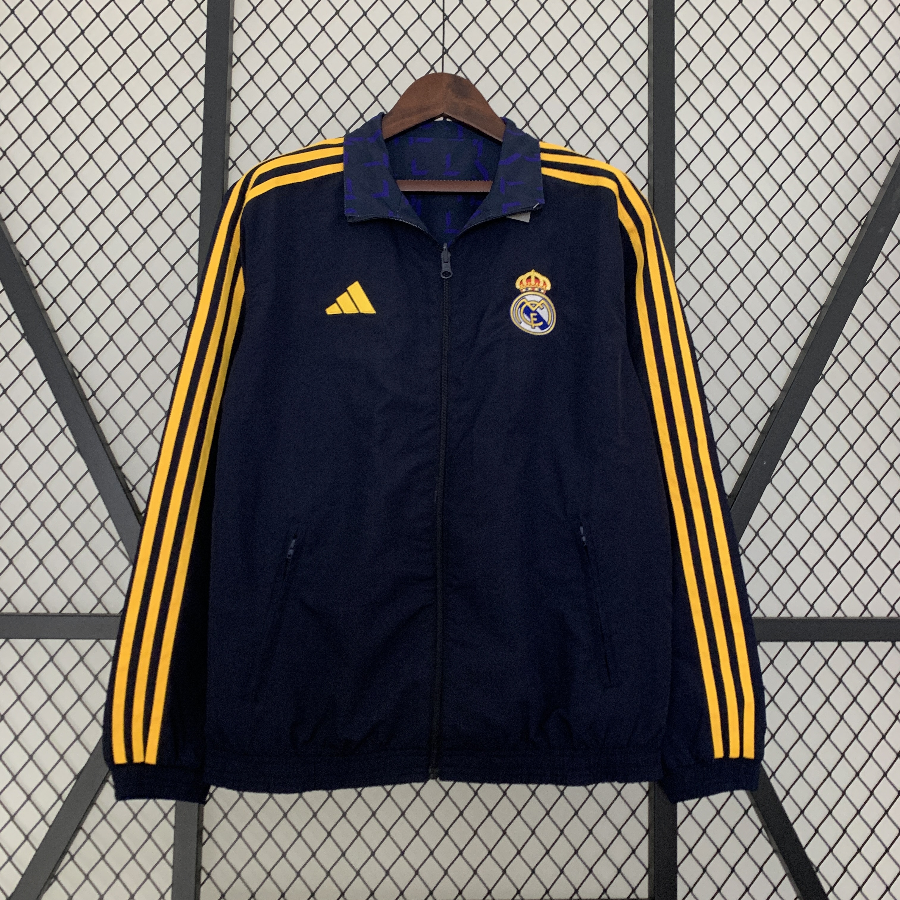 Real Madrid 23-24 Houndstooth Pattern Limited Edition Player Reversible Windbreaker