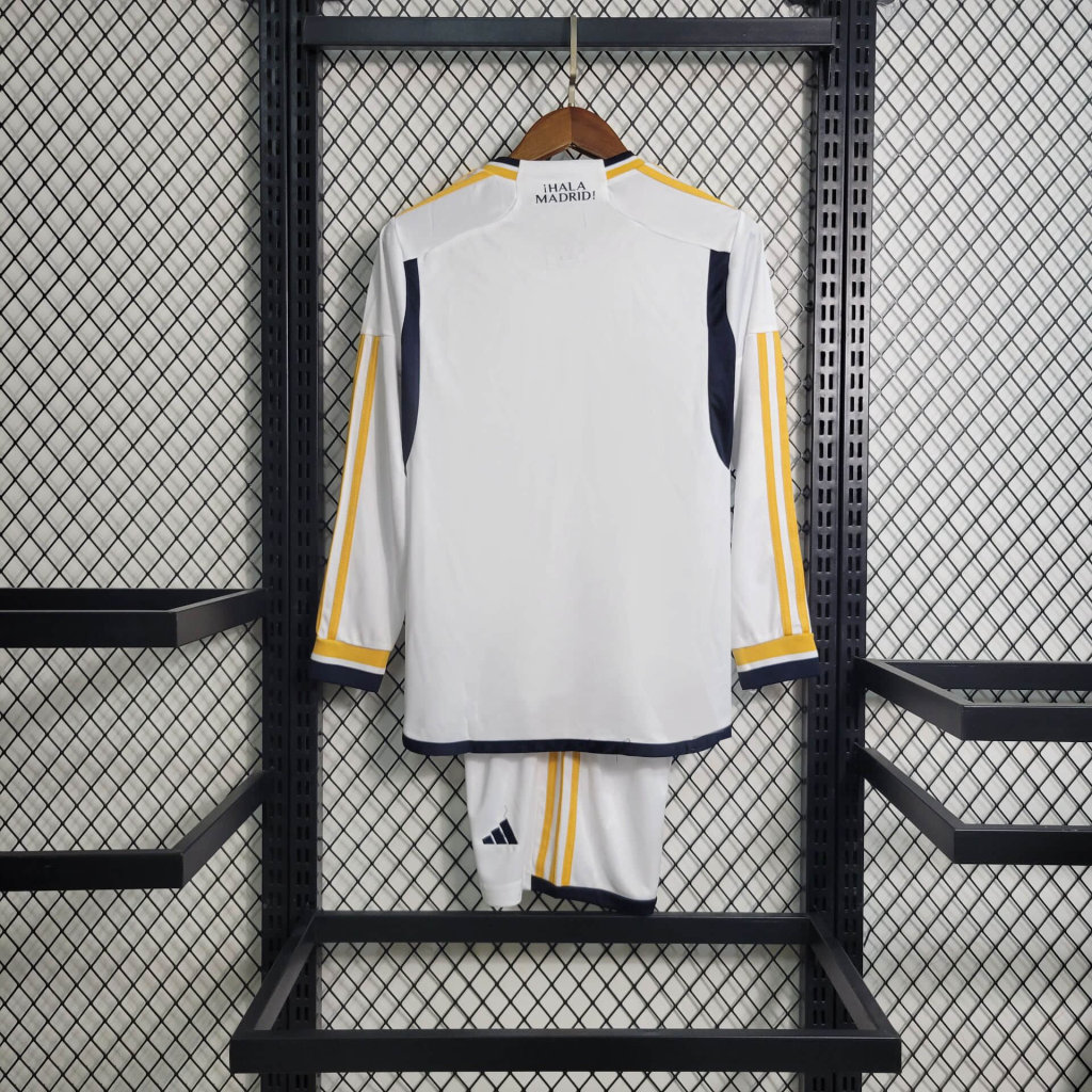 Real Madrid 23-24 Home Stadium Long Sleeve Kids Kit