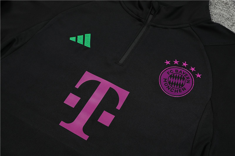 Bayern Munich 23-24 Kids Long Sleeve Training Set Black and Purple