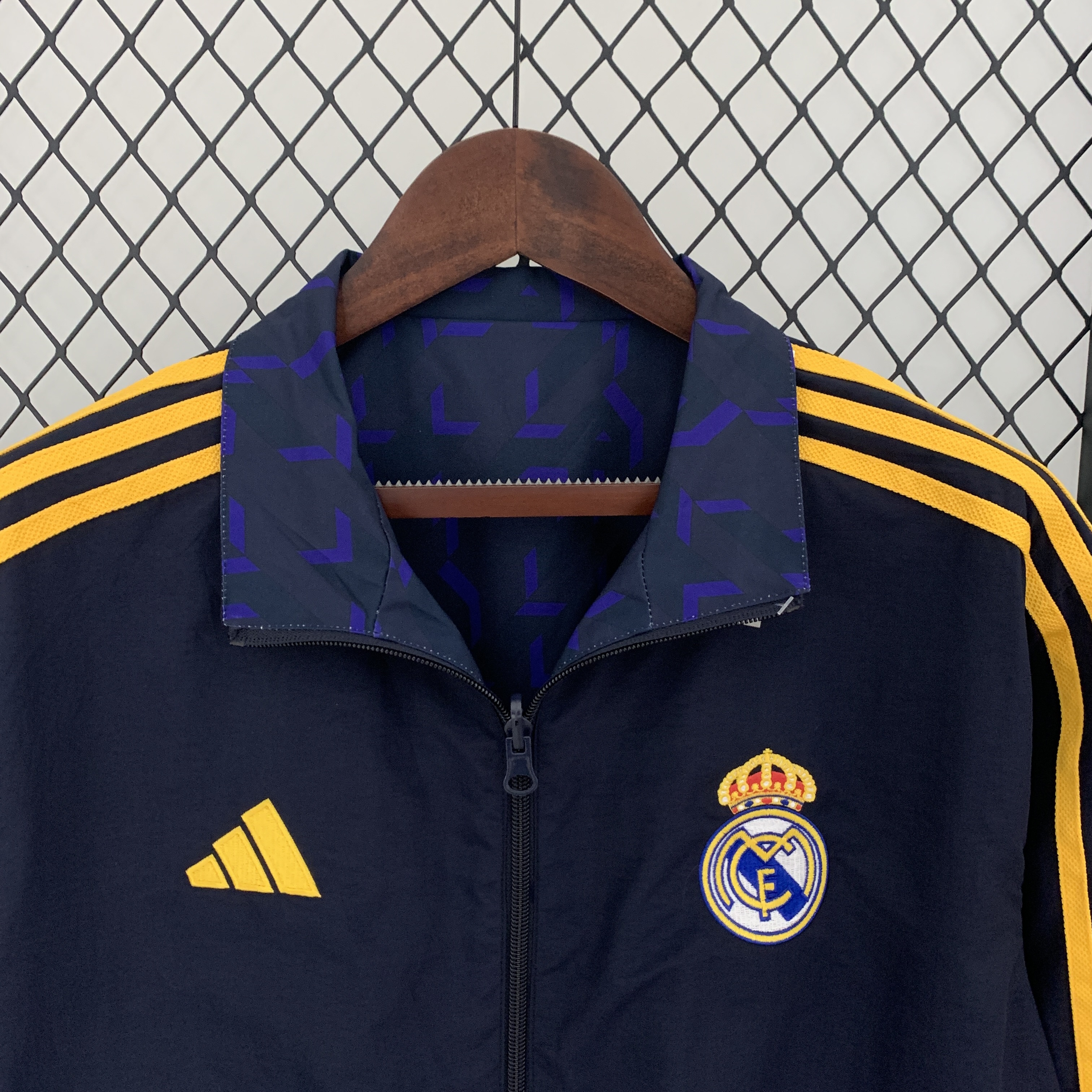 Real Madrid 23-24 Houndstooth Pattern Limited Edition Player Reversible Windbreaker