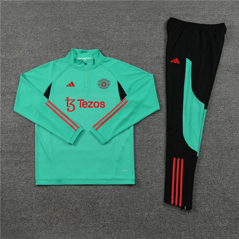 Manchester United 23-24 Kids Long Sleeve Training Set Green