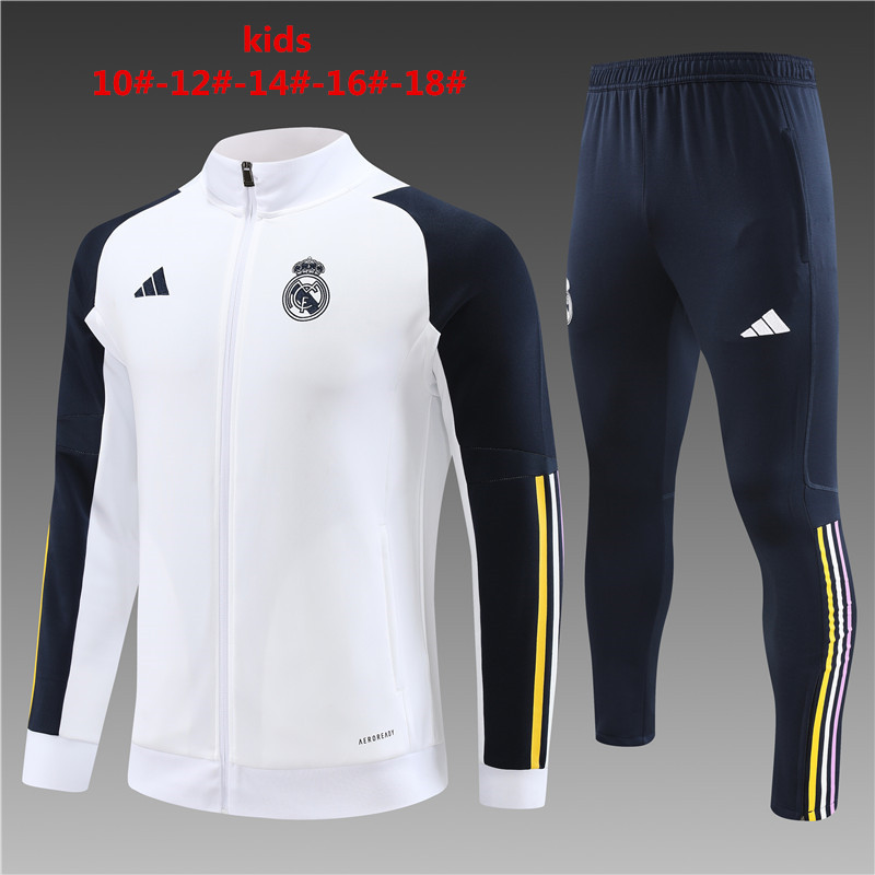 Real Madrid 23-24 Kids Jacket Training Tracksuit - White