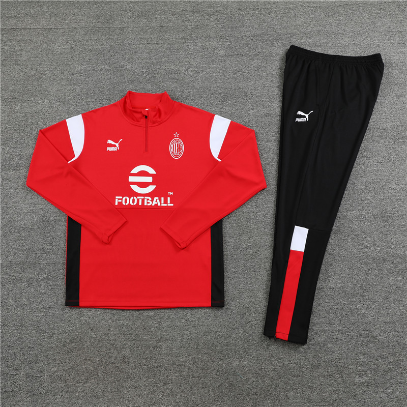AC Milan 23-24 Kids Long Sleeve Training Set Red and White