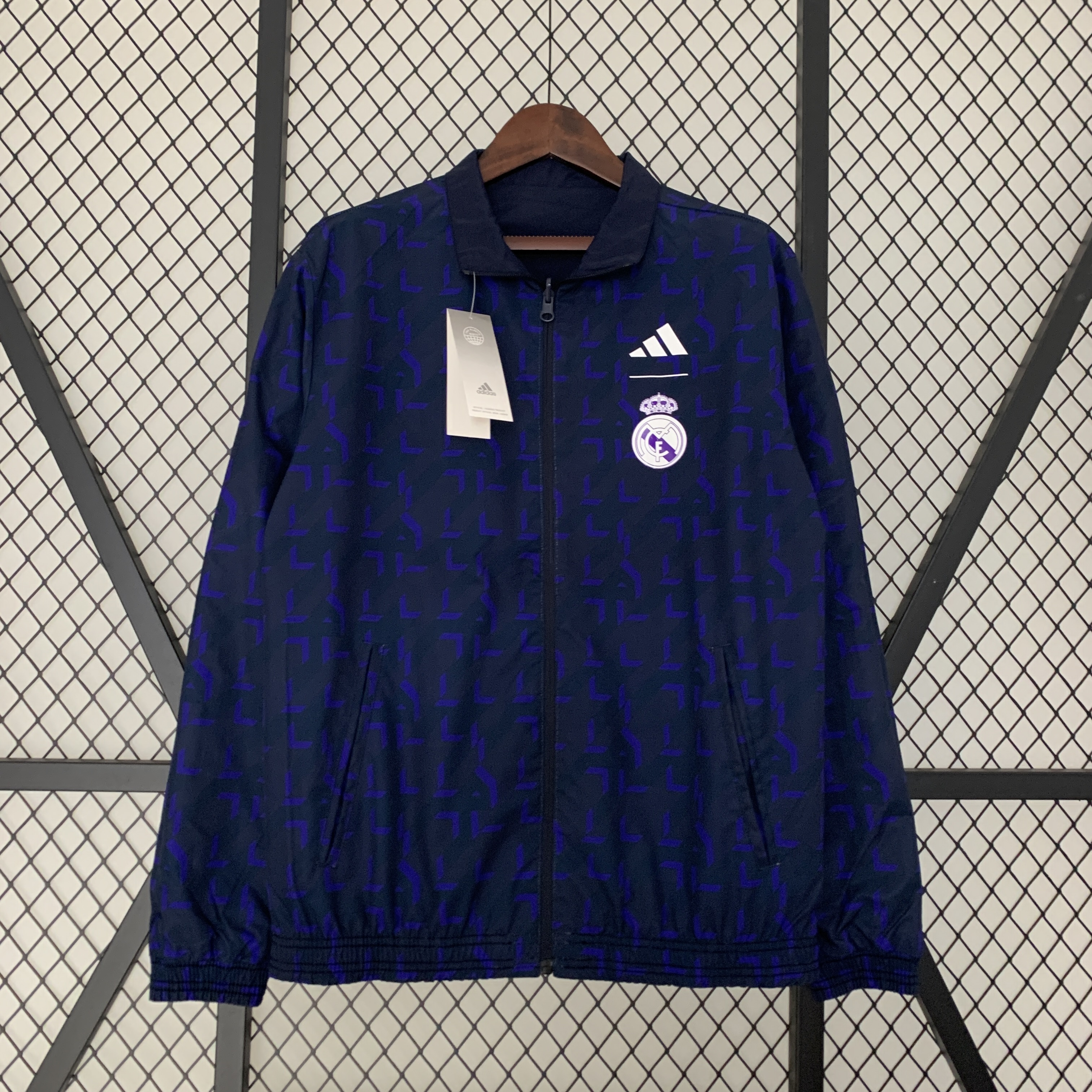 Real Madrid 23-24 Houndstooth Pattern Limited Edition Player Reversible Windbreaker