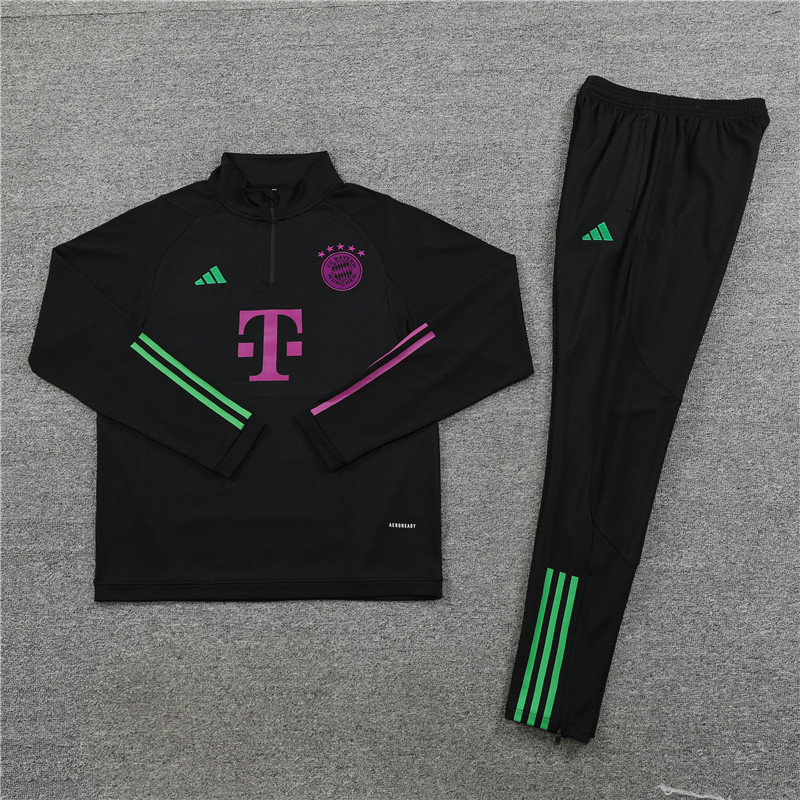Bayern Munich 23-24 Kids Long Sleeve Training Set Black and Purple