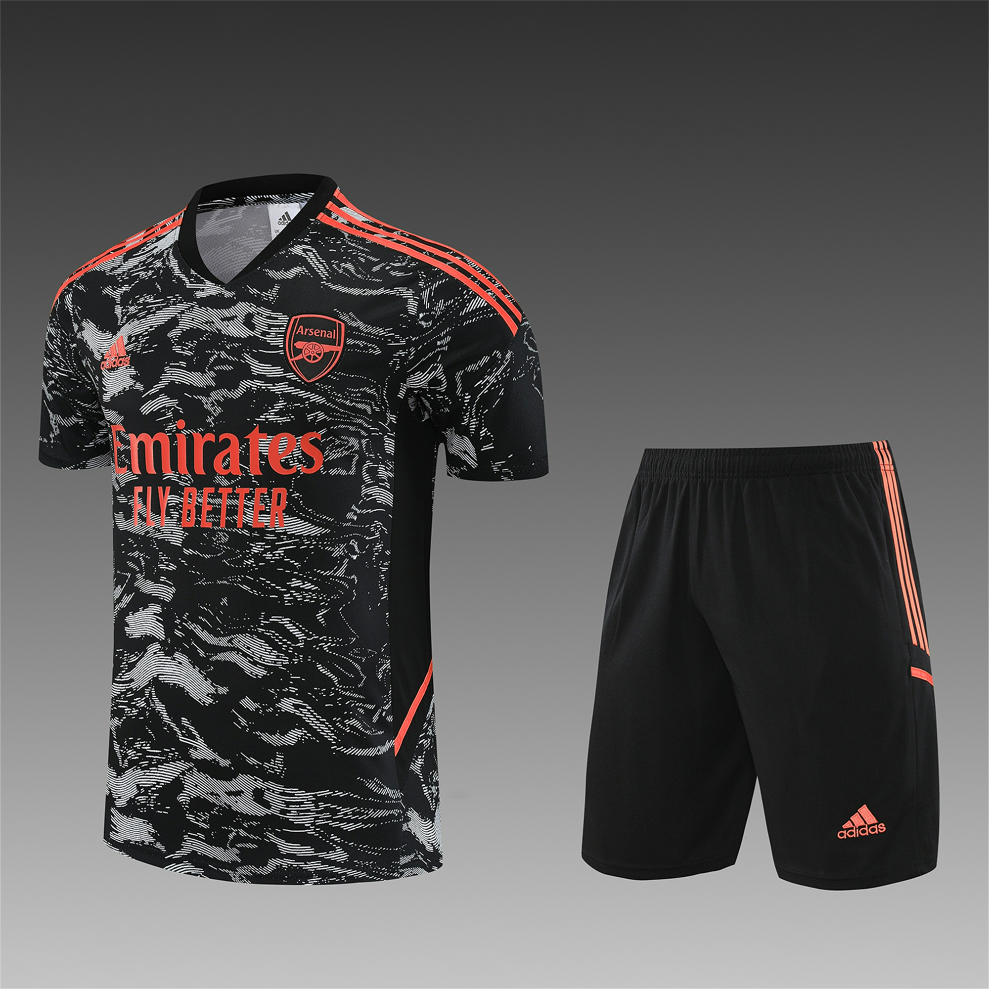 Arsenal 23-24 Short-Sleeve Training Set - Black & Orange