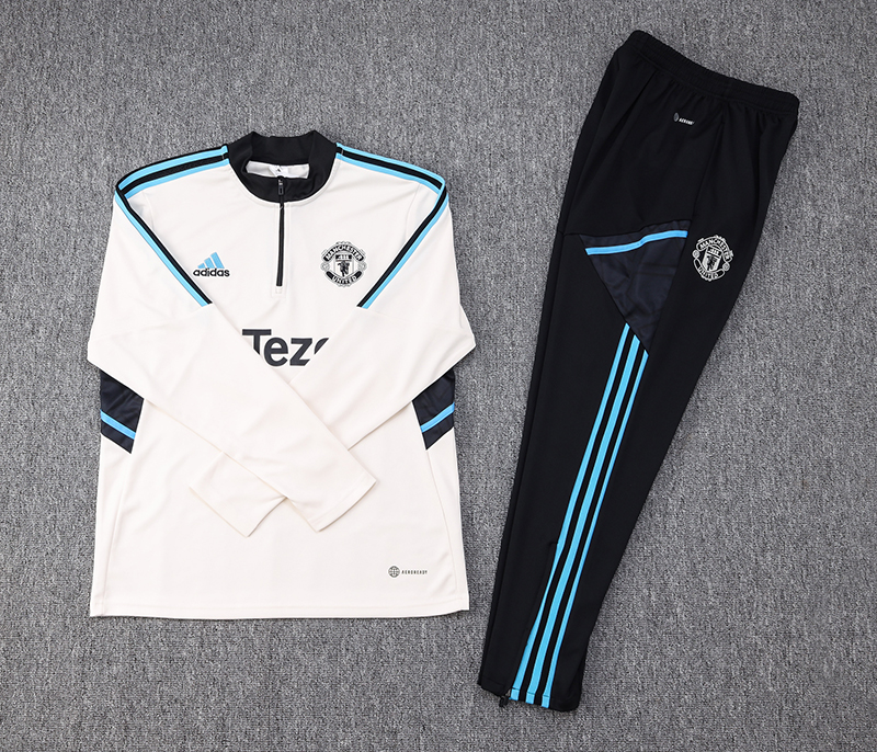 Manchester United 23-24 Kids Long Sleeve Training Set Off-White